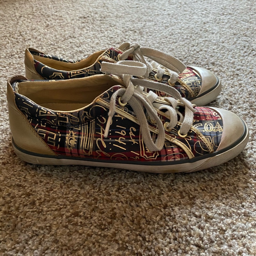 Coach Barrett Graffiti Plaid Sneakers